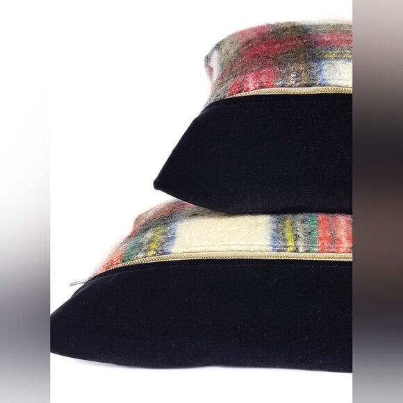 Felted Mohair Tartan Throw Pillow - Picture 2 of 2